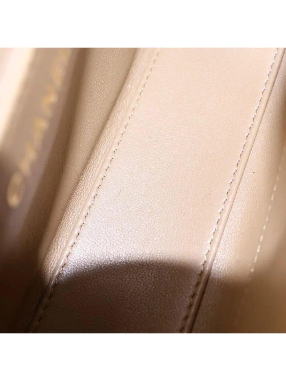 Chanel Quilted Mini Shopping Lambskin Gold Chain Shoulder Bag Plate Beige